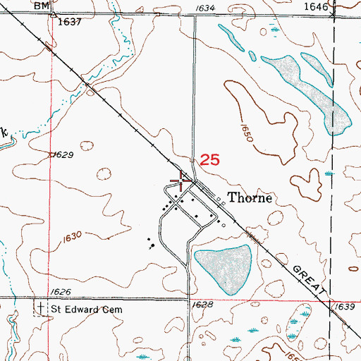 Topographic Map of Thorne, ND