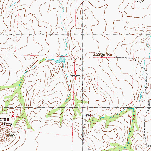 Topographic Map of Three Buttes, ND