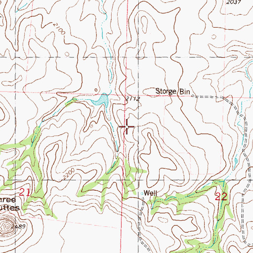 Topographic Map of Three Buttes, ND