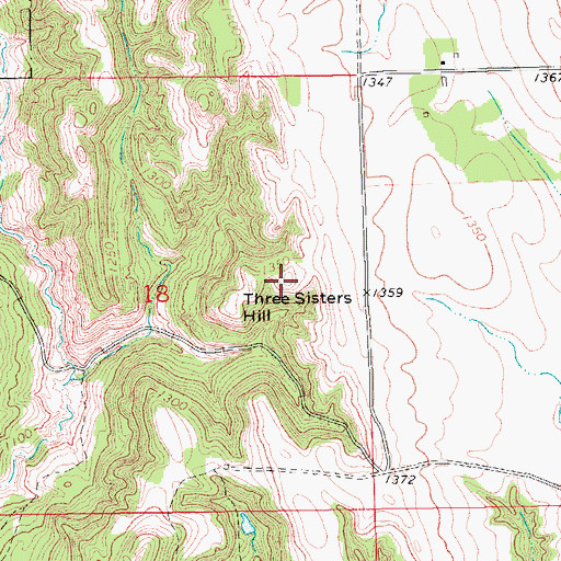 Topographic Map of Three Sisters Hill, ND