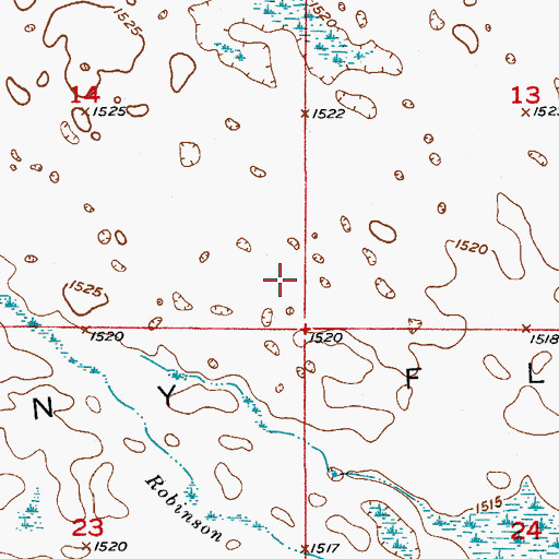 Topographic Map of Tiffany Flats, ND