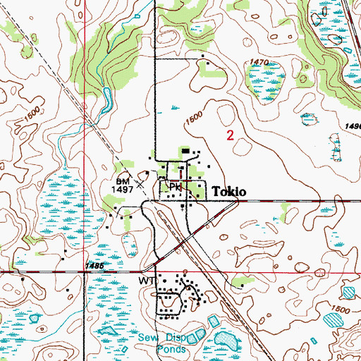 Topographic Map of Tokio, ND