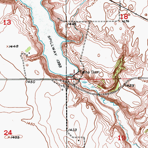 Topographic Map of Tolna Dam, ND