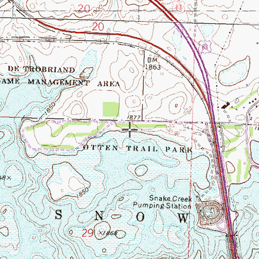 Topographic Map of Totten Trail Park, ND