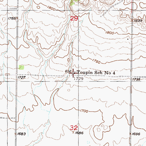 Topographic Map of Toupin School Number 4, ND