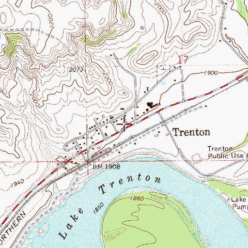 Topographic Map of Trenton, ND
