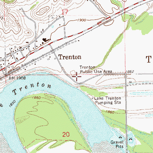 Topographic Map of Trenton Public Use Area, ND