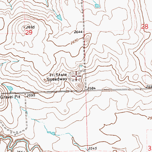 Topographic Map of Tri State Speedway, ND