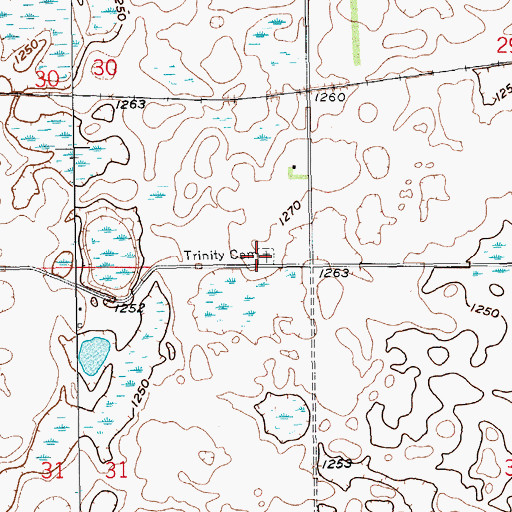 Topographic Map of Trinity Cemetery, ND