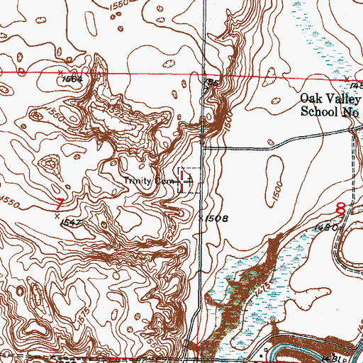 Topographic Map of Trinity Cemetery, ND