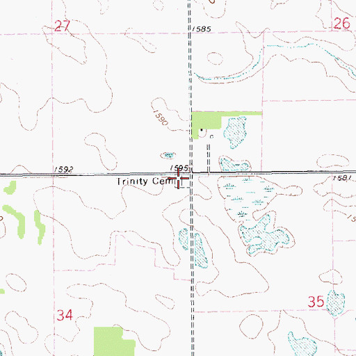Topographic Map of Trinity Cemetery, ND