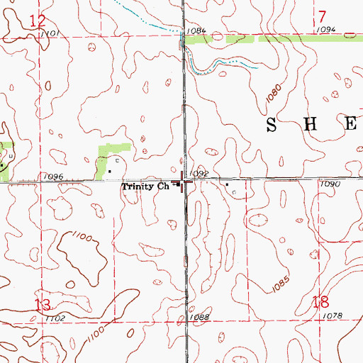 Topographic Map of Trinity Church, ND
