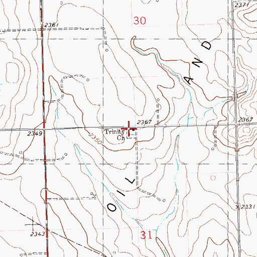 Topographic Map of Trinity Church, ND