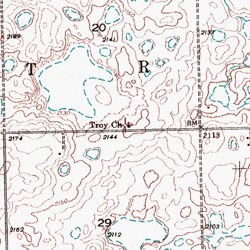Topographic Map of Troy Church, ND