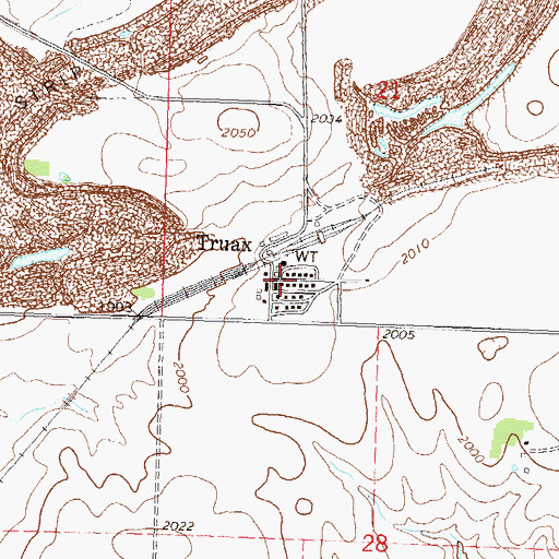 Topographic Map of Truax, ND