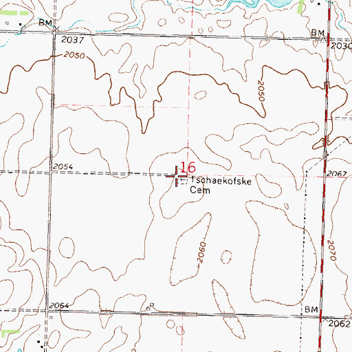 Topographic Map of Tschaekofske Cemetery, ND