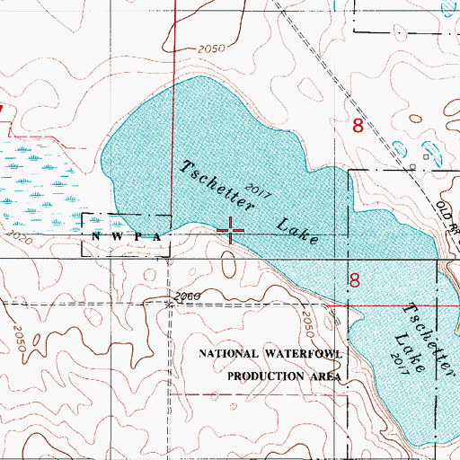 Topographic Map of Tschetter Lake, ND