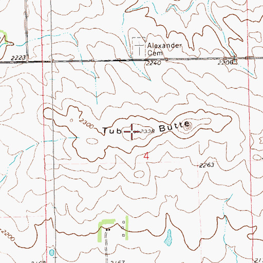 Topographic Map of Tub Butte, ND