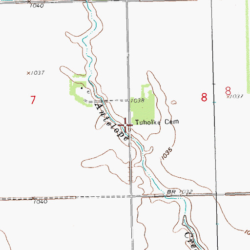 Topographic Map of Tuholke Cemetery, ND