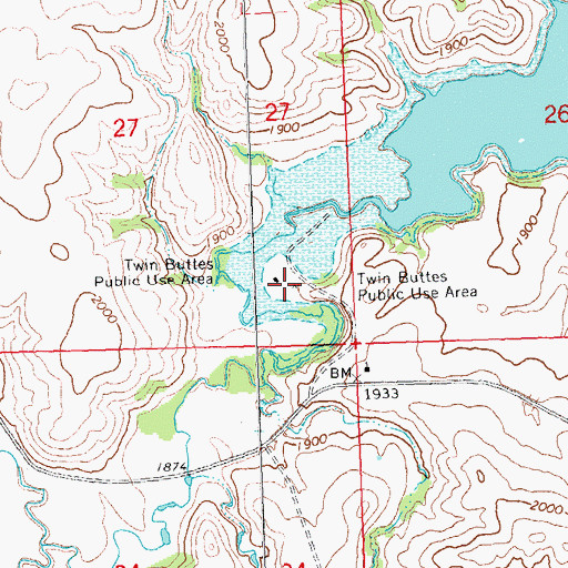 Topographic Map of Twin Buttes Public Use Area, ND