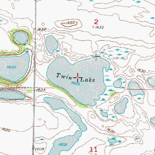 Topographic Map of Twin Lake, ND