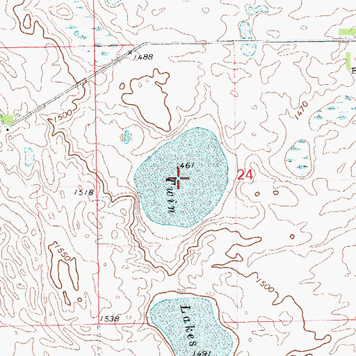 Topographic Map of Twin Lakes, ND