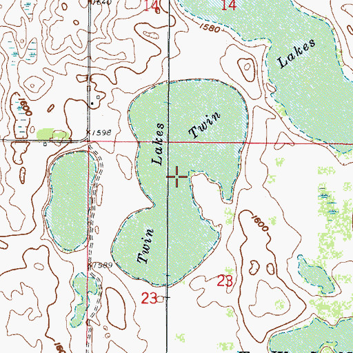 Topographic Map of Twin Lakes, ND