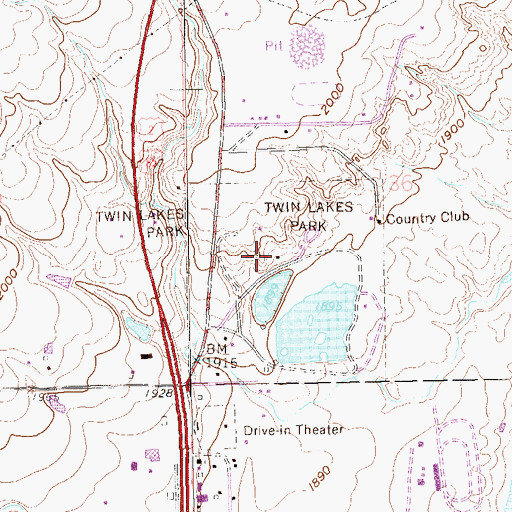 Topographic Map of Twin Lakes Park, ND