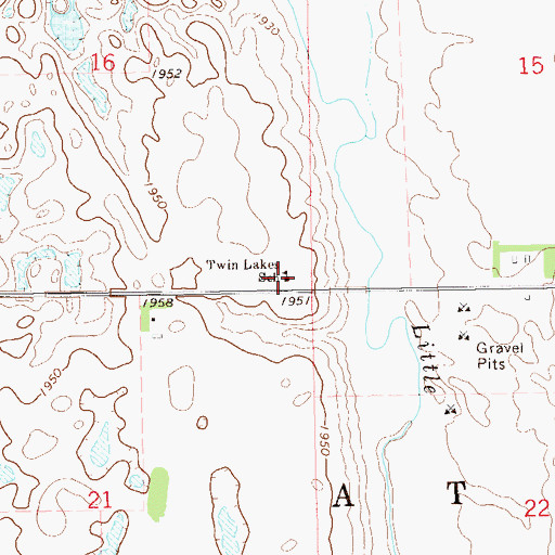 Topographic Map of Twin Lakes School, ND