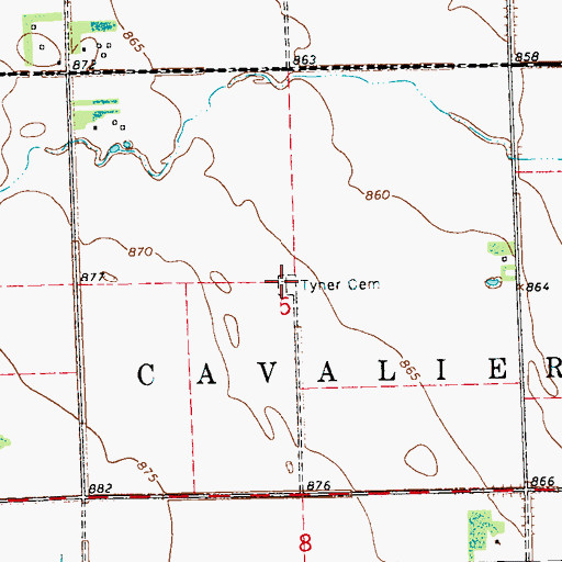 Topographic Map of Tyner Cemetery, ND