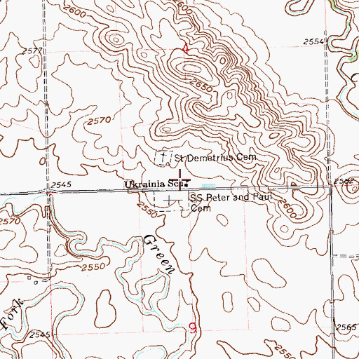 Topographic Map of Ukrainia School, ND