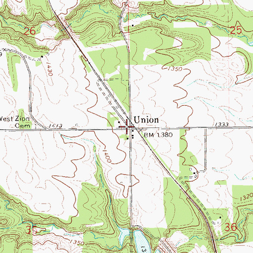 Topographic Map of Union, ND