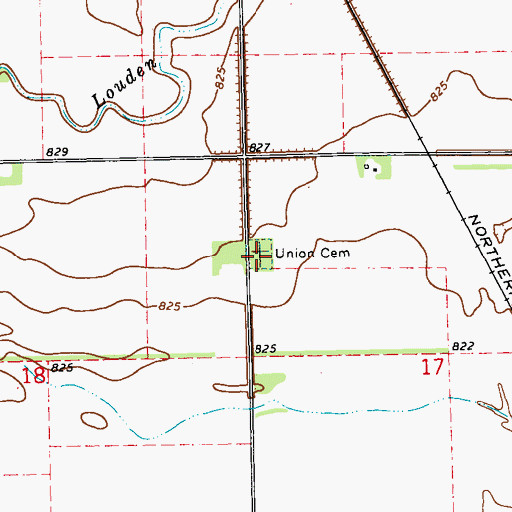 Topographic Map of Union Cemetery, ND