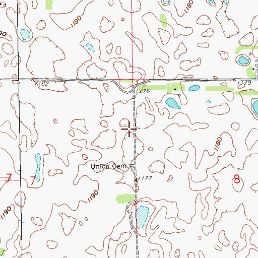 Topographic Map of Union Cemetery, ND