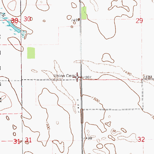 Topographic Map of Adler Union Cemetery, ND
