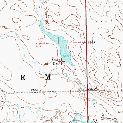 Topographic Map of Unks Dam, ND