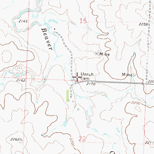 Topographic Map of Unruh Cemetery, ND