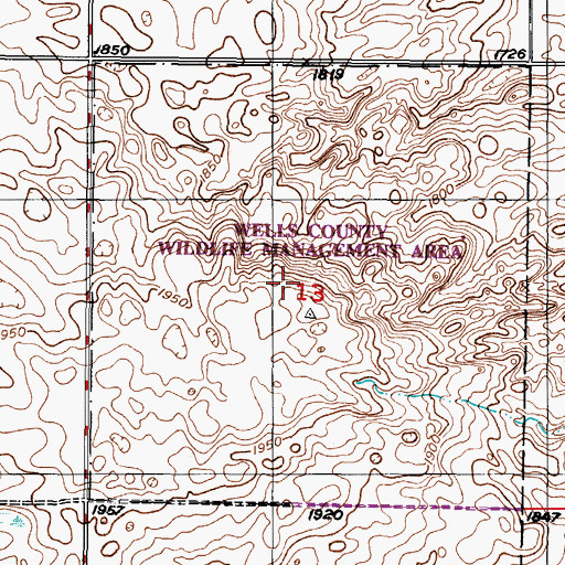 Topographic Map of Upland State Game Refuge, ND