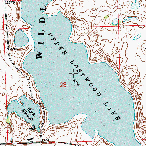 Topographic Map of Upper Lostwood Lake, ND