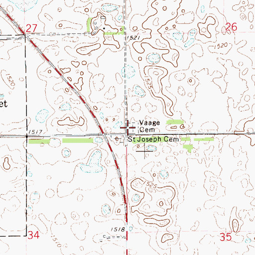 Topographic Map of Vaage Cemetery, ND