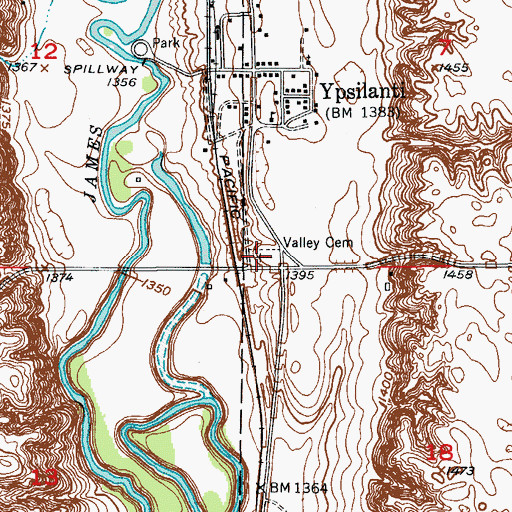 Topographic Map of Valley Cemetery, ND