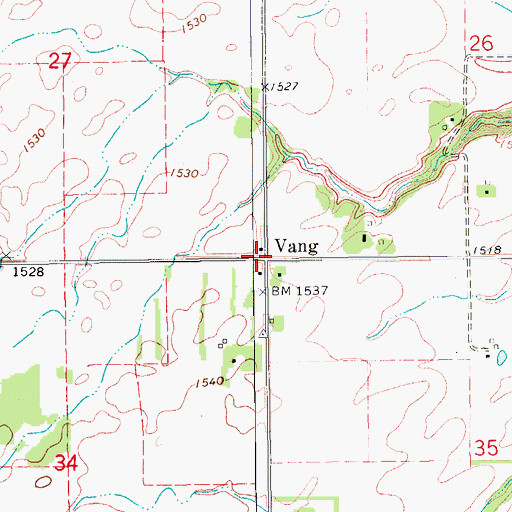 Topographic Map of Vang, ND