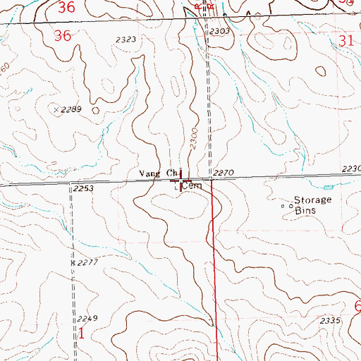 Topographic Map of Vang Church, ND