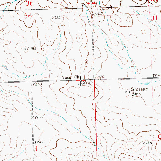Topographic Map of Vang Church, ND