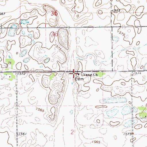 Topographic Map of Vang Church, ND