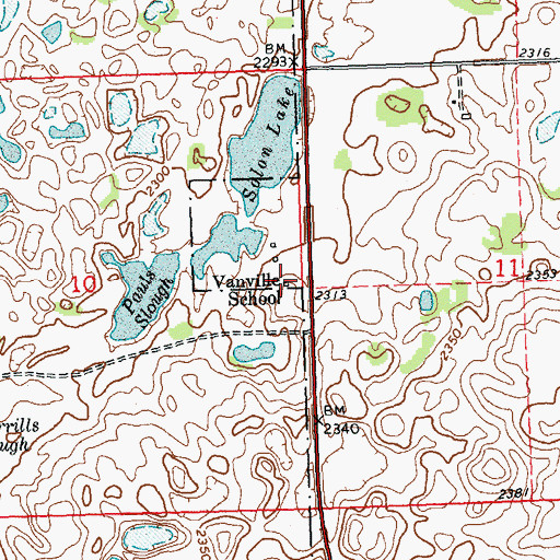 Topographic Map of Vanville School, ND