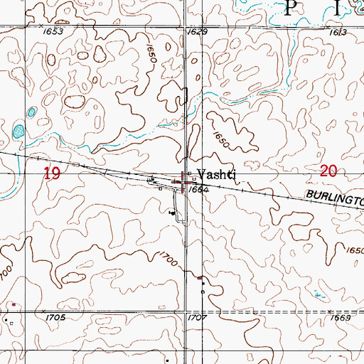 Topographic Map of Vashti, ND