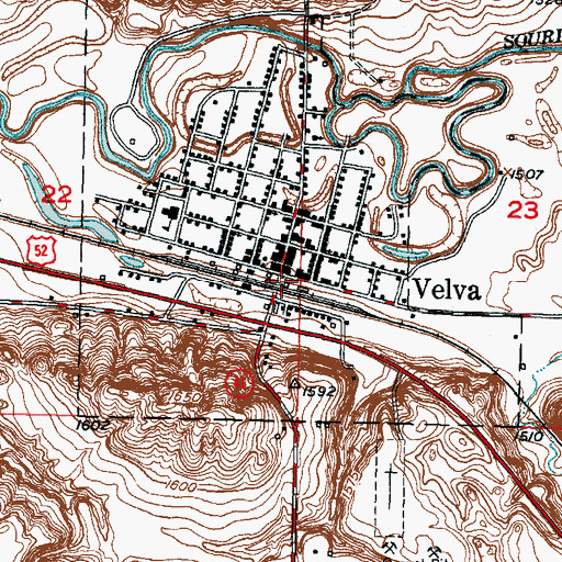 Topographic Map of Velva, ND