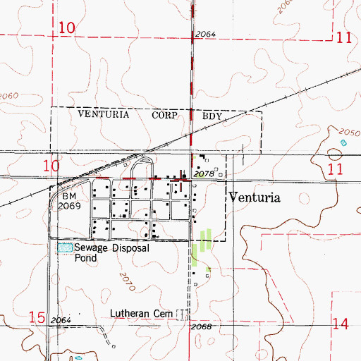 Topographic Map of Venturia, ND