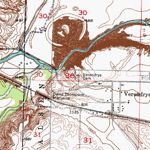 Topographic Map of Verendrye Cemetery, ND
